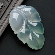 冰玻种晴水缅甸翡翠叶子挂件
