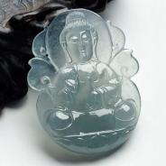 冰种晴水缅甸翡翠观音挂件