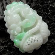 细糯种飘翠缅甸翡翠金玉满堂挂件