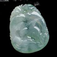 冰种飘花缅甸翡翠大展鸿图挂件