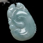 冰种晴水缅甸翡翠如意寿挂件