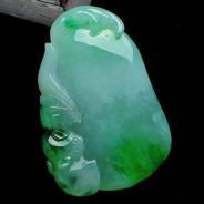 糯冰种翠色缅甸翡翠福瓜挂件