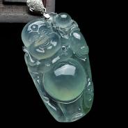 冰种晴水缅甸翡翠逍遥佛挂件