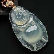 冰玻种晴水缅甸翡翠站佛挂件
