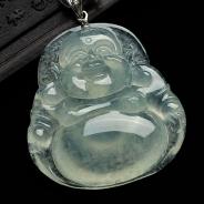 冰种晴水缅甸翡翠玉佛挂件