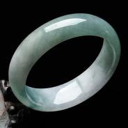 糯冰种晴水略带春色缅甸翡翠手镯（56.2mm）