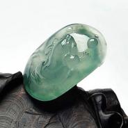 冰种晴水略飘花缅甸翡翠金蟾挂件