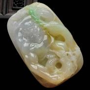 糯冰种淡三彩缅甸翡翠降龙罗汉挂件
