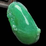 糯冰种豆绿满绿缅甸翡翠福瓜挂件