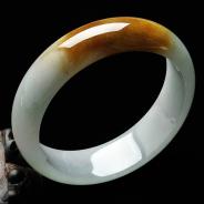 糯冰种黄翡缅甸翡翠手镯（57.6mm）