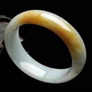 糯冰种黄翡缅甸翡翠贵妃镯（51.5mm-46mm）