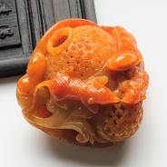 糯冰种红黄翡缅甸翡翠鼠数钱挂件