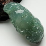 冰种蓝晴水缅甸翡翠聚宝盆挂件
