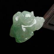 冰种晴水缅甸翡翠小猫挂件