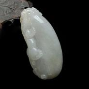 糯冰种白色缅甸翡翠福瓜挂件