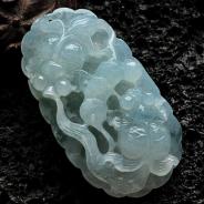 糯冰种晴水略飘花缅甸翡翠金玉满堂挂件