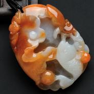 糯冰种红黄翡缅甸翡翠年年有余挂件