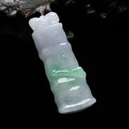 糯冰种春带彩缅甸翡翠节节高挂件