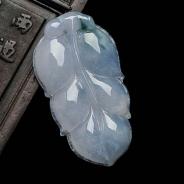 糯冰种紫罗兰飘花缅甸翡翠叶子挂件