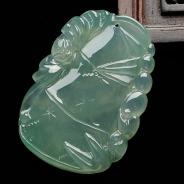 冰玻种晴水缅甸翡翠节节高挂件