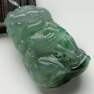 冰种飘花缅甸翡翠一路高升挂件
