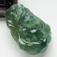 冰种晴水略飘花缅甸翡翠一路连科挂件