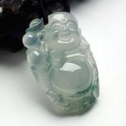 冰种飘花缅甸翡翠逍遥佛挂件
