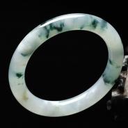 糯冰种飘花缅甸翡翠圆条手镯（59.5mm）