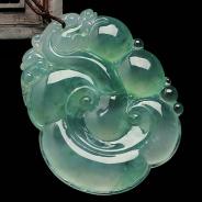 冰玻种晴水飘花缅甸翡翠龙行如意挂件
