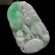 糯冰种豆色缅甸翡翠金玉满堂挂件