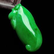 细糯种阳绿缅甸翡翠如意福瓜挂件