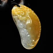 冰种黄翡缅甸翡翠独占鳌头挂件