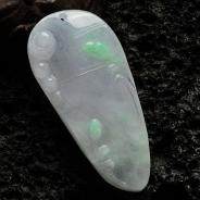 糯冰种春带彩缅甸翡翠并蒂花开挂件