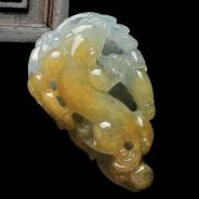 糯冰种黄翡缅甸翡翠一夜成龙挂件