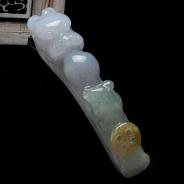 糯冰种春带彩缅甸翡翠龙钩挂件