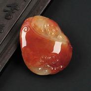糯冰种红黄翡缅甸翡翠福在眼前挂件