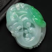 糯冰种翠色缅甸翡翠龙行如意挂件