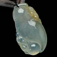 冰种黄翡缅甸翡翠欢喜福瓜挂件