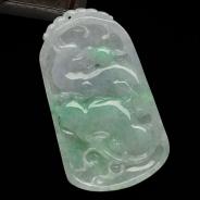 糯冰种春带彩缅甸翡翠孔雀如意挂件