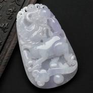 糯冰种紫罗兰缅甸翡翠吉祥如意挂件