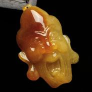 糯冰种红黄翡缅甸翡翠罗汉头挂件