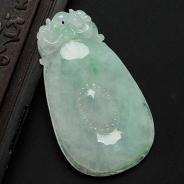 糯冰种飘翠缅甸翡翠福在眼前挂件