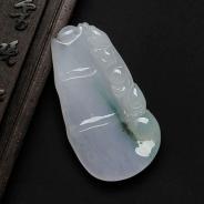 糯冰种紫罗兰略飘翠缅甸翡翠节节高挂件