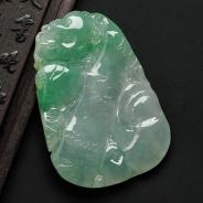 冰种翠色缅甸翡翠节节高挂件