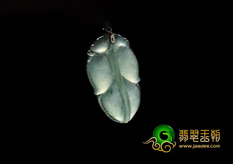 冰种晴水略飘花缅甸翡翠叶子挂件