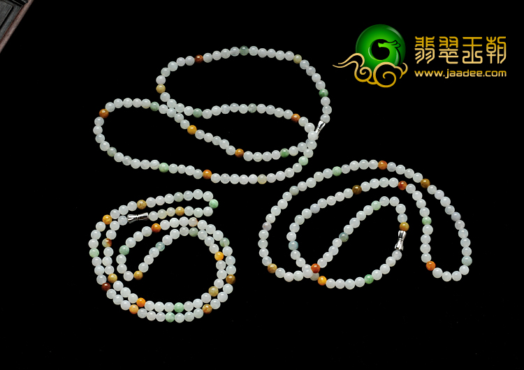 糯冰种三彩缅甸翡翠项链/手链（单价）