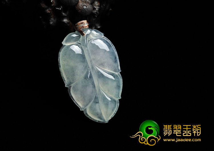 冰种晴水缅甸翡翠叶子挂件