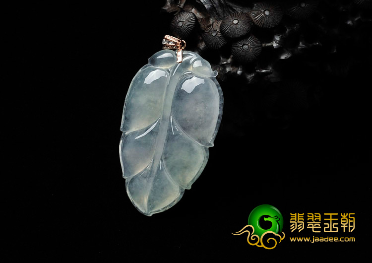 冰种晴水缅甸翡翠叶子挂件