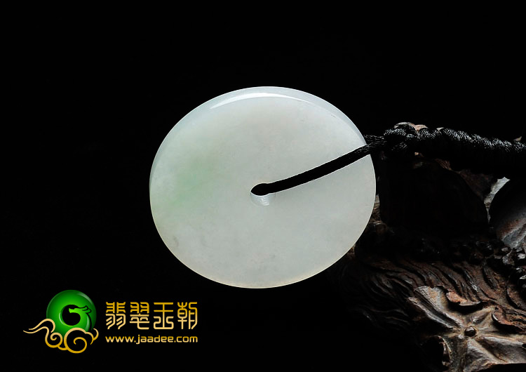 糯冰种飘翠缅甸翡翠平安扣挂件