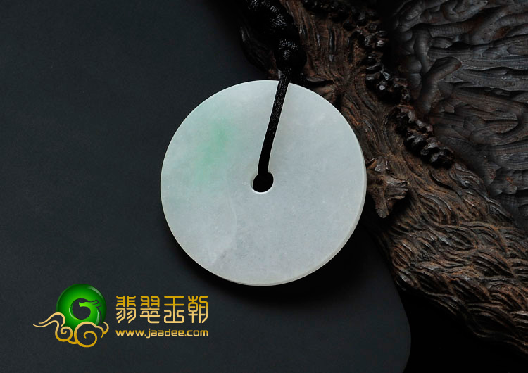 糯冰种飘翠缅甸翡翠平安扣挂件